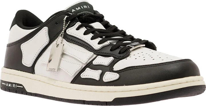 'skel Top Low' White And Black Sneakers With Skeleton Patch In Leather Man - Image 2