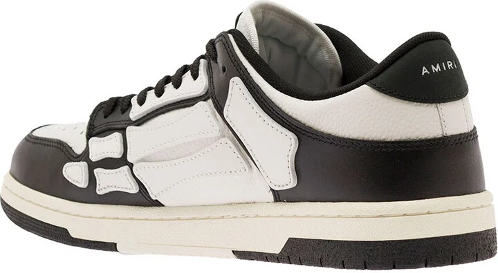 'skel Top Low' White And Black Sneakers With Skeleton Patch In Leather Man - Image 3