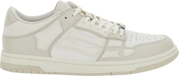 'skel Top Low' White Sneakers With Skeleton Patch In Leather Man