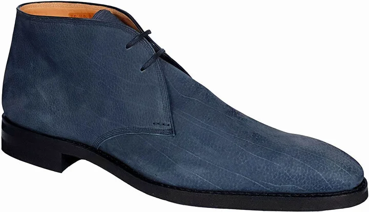 Skiligny 6237888 Men's Midnight Blue Grained Calf Leather Desert Boots
