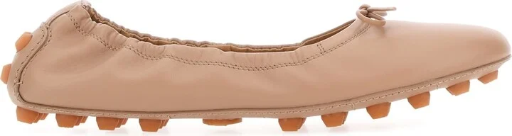 Skin Pink Leather Bubble Ballerinas