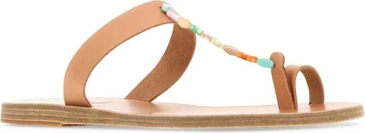 Skin Pink Leather Iris Thong Slippers - Image 2