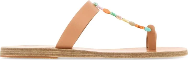 Skin Pink Leather Iris Thong Slippers