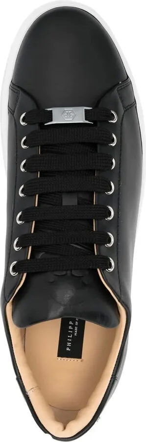 Skull and Plein low-top leather sneakers - Image 4
