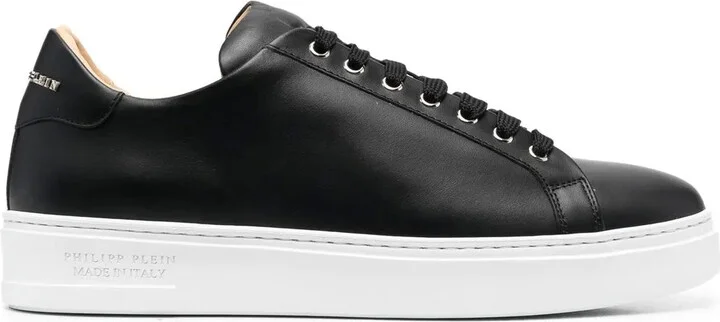 Skull and Plein low-top leather sneakers