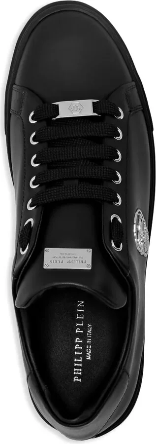 Skull-appliqué leather sneakers - Image 3