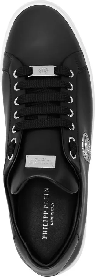 Skull-appliqué leather sneakers - Image 3