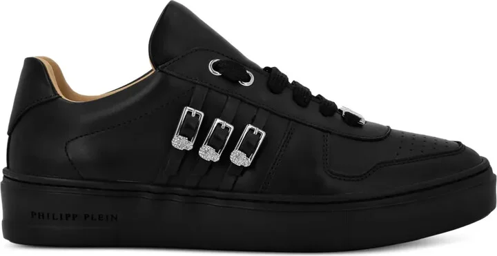 Skull-Appliqué Leather Sneakers