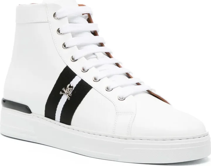 Skull-Charm Leather Sneakers - Image 2