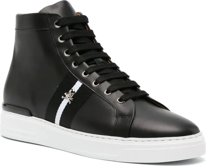 Skull-Charm Leather Sneakers - Image 2