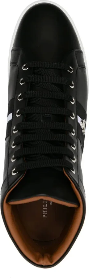 Skull-Charm Leather Sneakers - Image 4