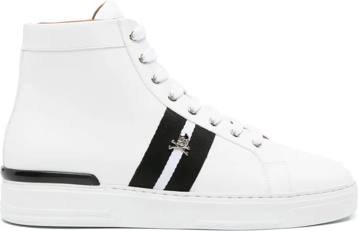Skull-Charm Leather Sneakers