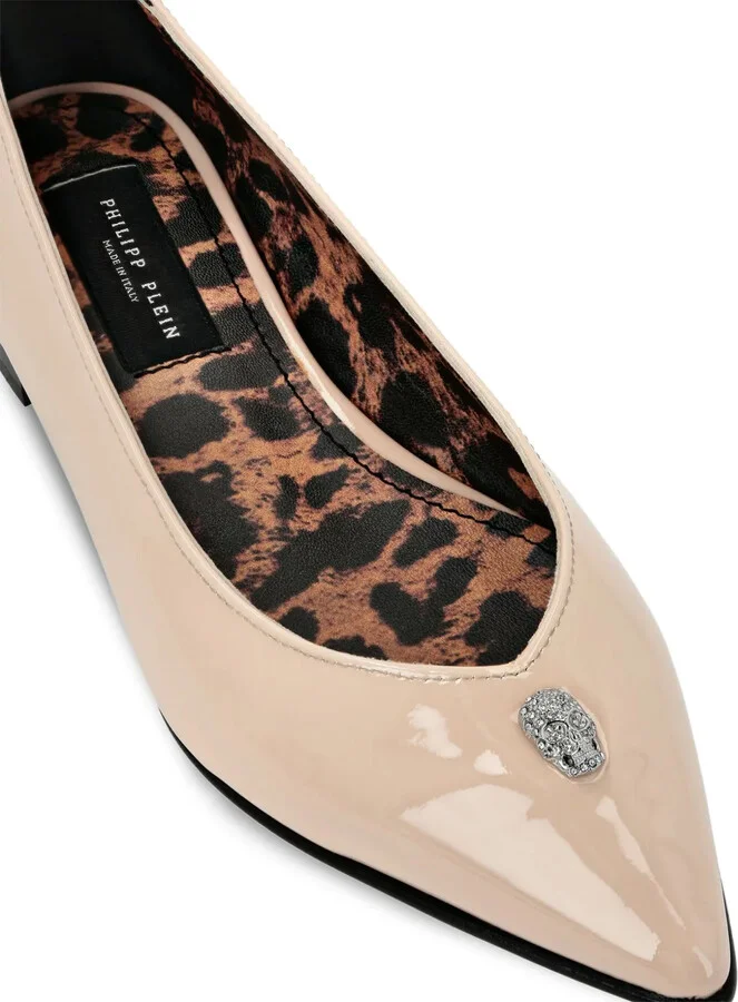 Skull Detail Pointed Ballerina Shoes - Image 4