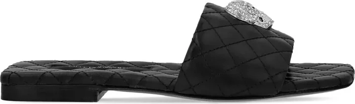 Skull-Embellished Quilted Leather Slides