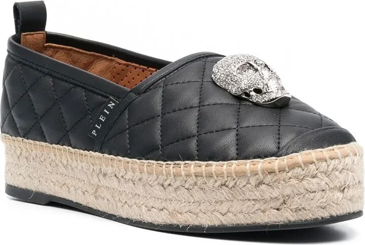 Skull-Embellishment Quilted Espadrilles - Image 2