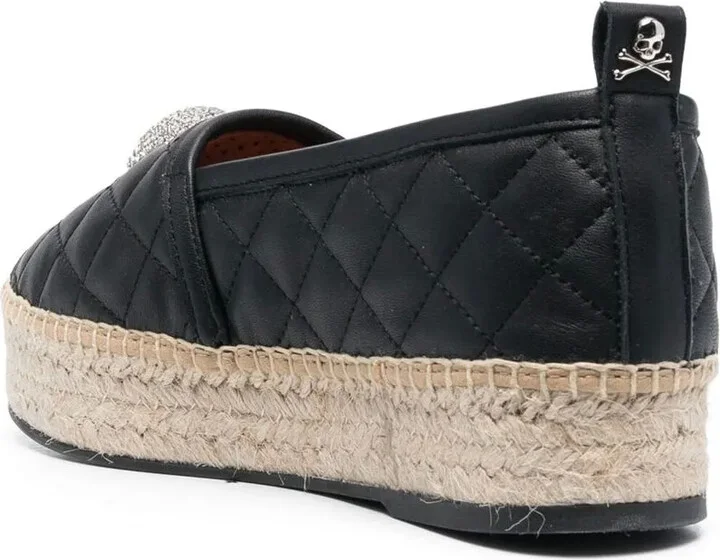 Skull-Embellishment Quilted Espadrilles - Image 3