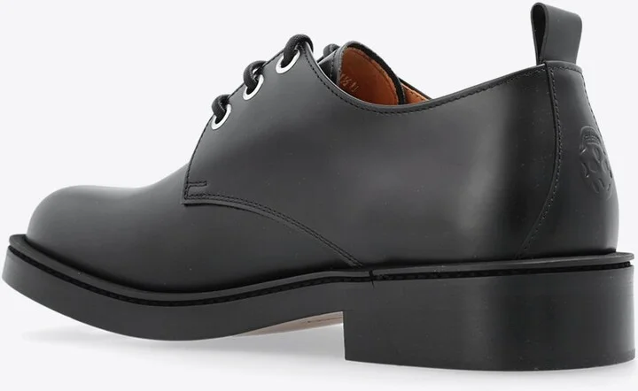 Skull-Embossed Leather Derby Shoes - Image 2