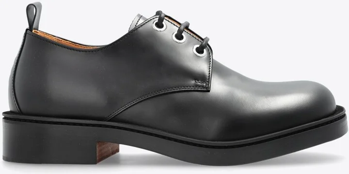 Skull-Embossed Leather Derby Shoes