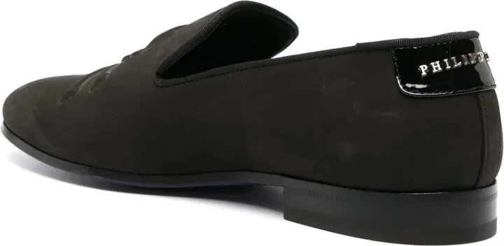 Skull-Embroidered Suede Loafers - Image 3