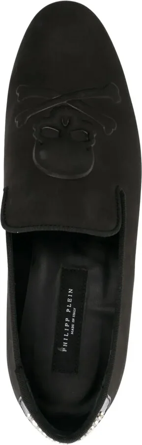 Skull-Embroidered Suede Loafers - Image 4