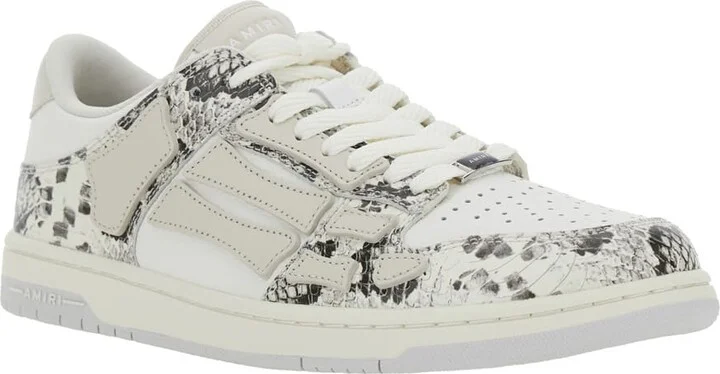 'skull' Grey Low Top Sneakers With Skull Patch In Snake Printed Leather Man - Image 2