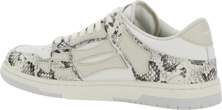 'skull' Grey Low Top Sneakers With Skull Patch In Snake Printed Leather Man - Image 3