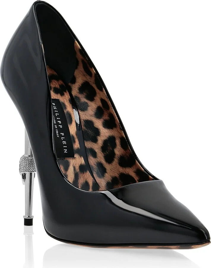 Skull Heel Patent Leather Pumps