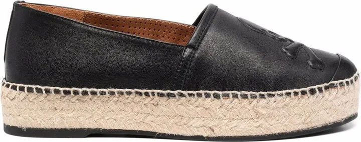 Skull-Motif Leather Espadrilles