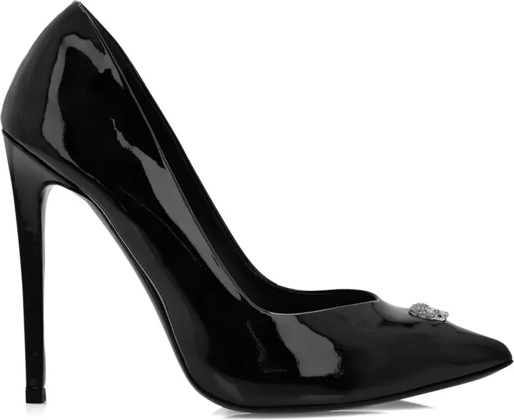 Skull-plaque high-heel pumps