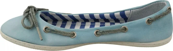 Sky Blue Suede Lace Bow Loafers Ballet Flat Women's Shoes (Pre-Owned) - Image 2