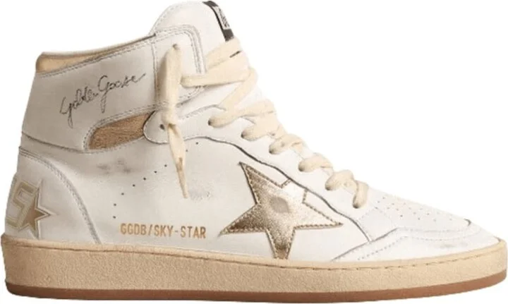 Sky-Star Gold Metallic Star and Heel Tab Women's Sneakers