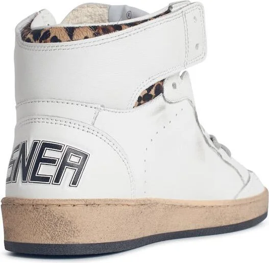 ' Sky-star' White Leather Sneakers With Ankle Signature And Leo Pony Hair Inserts - Image 3