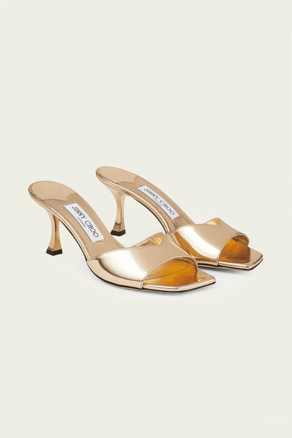 Skye 70 Metallic Leather Sandals in Gold - Image 2