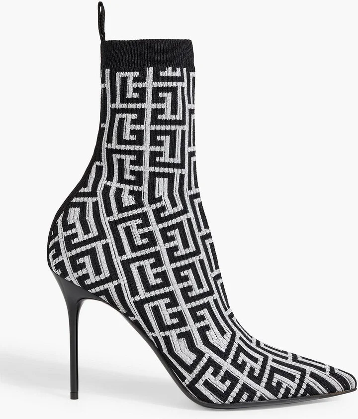 Skye metallic stretch-knit ankle boots