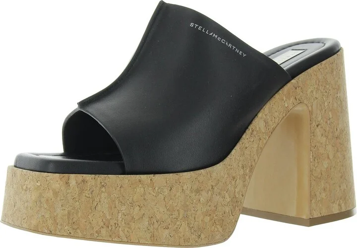 Skyla Womens Cork Faux Leather Platform Heels