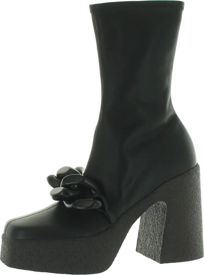 Skyla Womens Faux Leather Mid-Calf Combat & Lace-up Boots