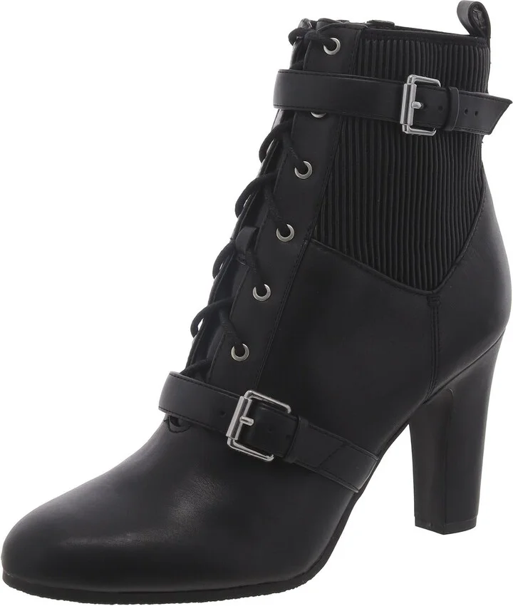 Skylar Womens Zipper Block Heel Ankle Boots
