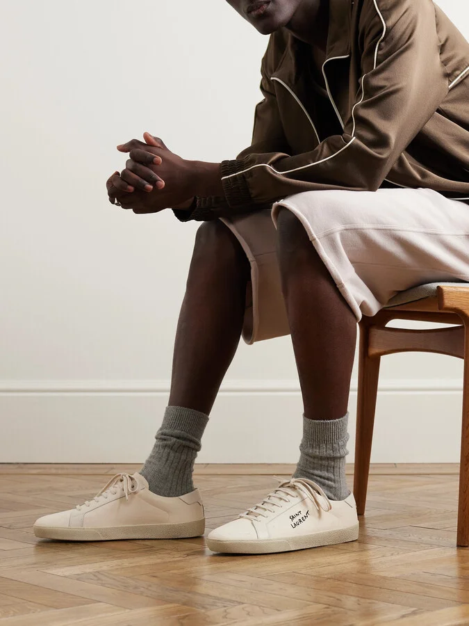 SL/06 Court Classic Leather-Trimmed Logo-Embroidered Distressed Canvas Sneakers - Image 2