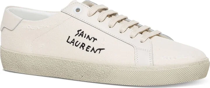 Sl/06 Signature White Leather And Cotton Sneakers Saint Laurent Woman - Image 2