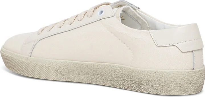 Sl/06 Signature White Leather And Cotton Sneakers Saint Laurent Woman - Image 3