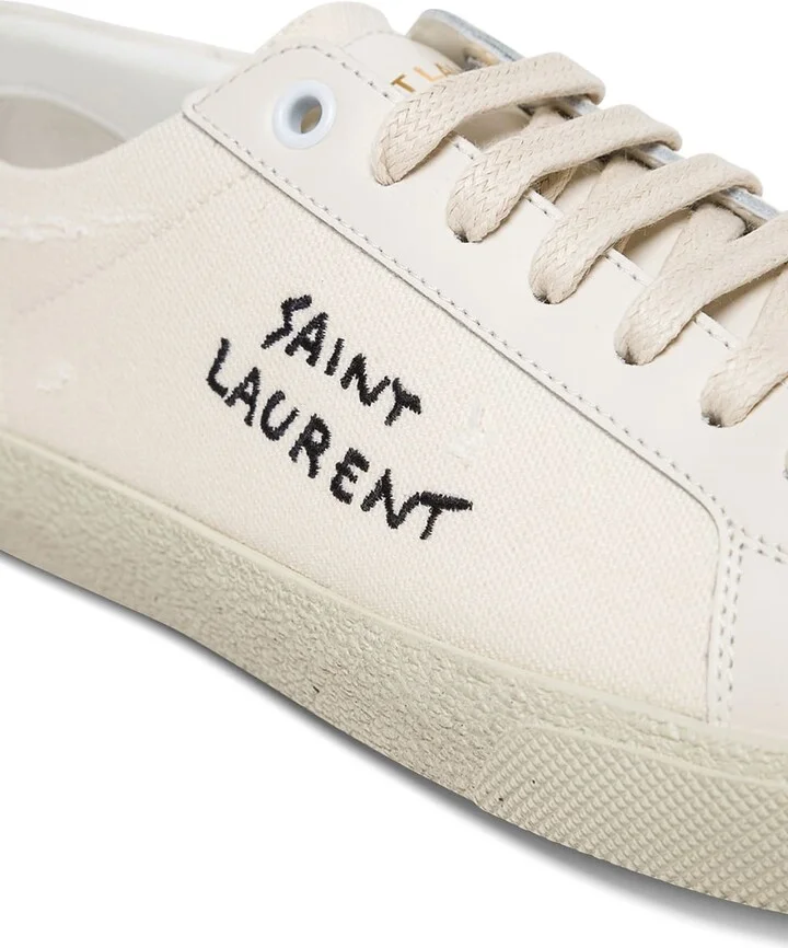 Sl/06 Signature White Leather And Cotton Sneakers Saint Laurent Woman - Image 4
