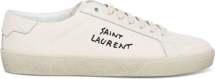 Sl/06 Signature White Leather And Cotton Sneakers Saint Laurent Woman