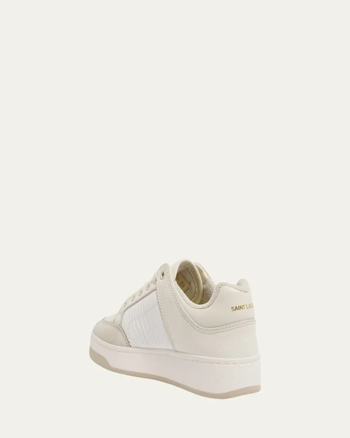SL61 Mixed Leather Low-Top Sneakers - Image 9