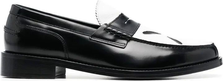 Slashed leather loafers