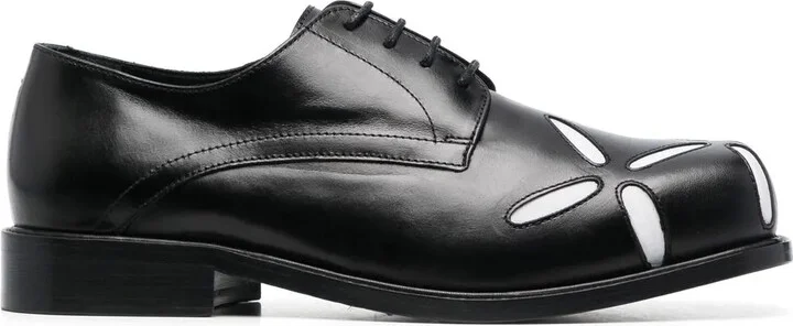 Slashed square-toe Derby shoes