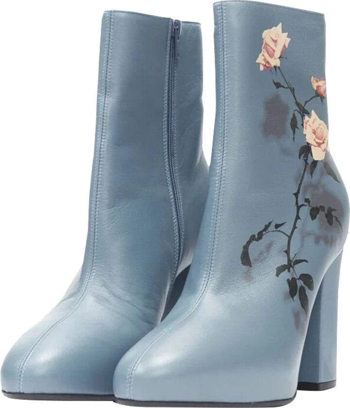 Slate Rose Print Block Heel Ankle Boot