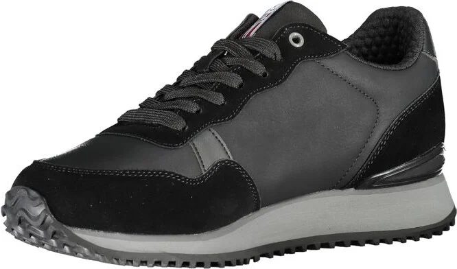 Sleek Black Contrast Lace Men's Sneakers - Image 2
