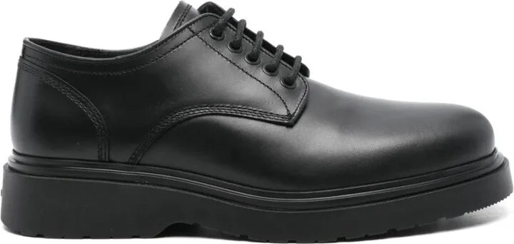 Sleek Black Leather Derby Shoes