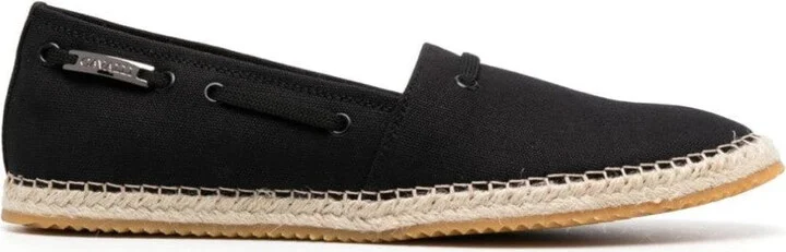 Sleek Black Loafers With Woven Jute Sole