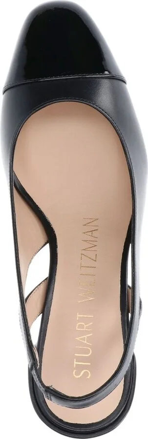 'Sleek' Black Slingback Pumps With Block Heel In Leather Woman - Image 5